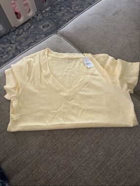 LOFT Pale Yellow V-Neck Short Sleeve Tee